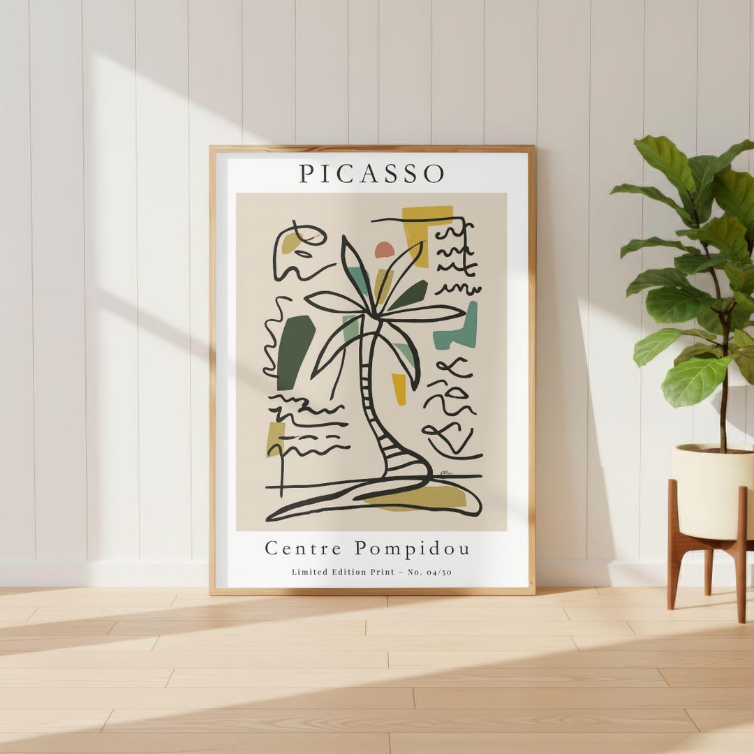 Picasso Exhibition Print: Abstract Palm Tree Line Art, Mid Century Boho ...