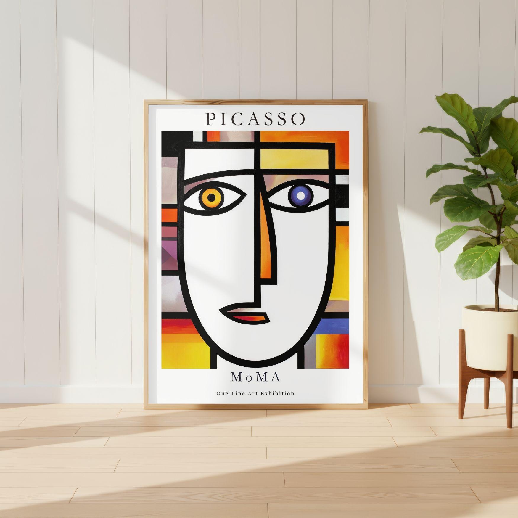 Picasso Abstract Poster Set of 3, Colorful Cubist Faces and Cat Wall ...