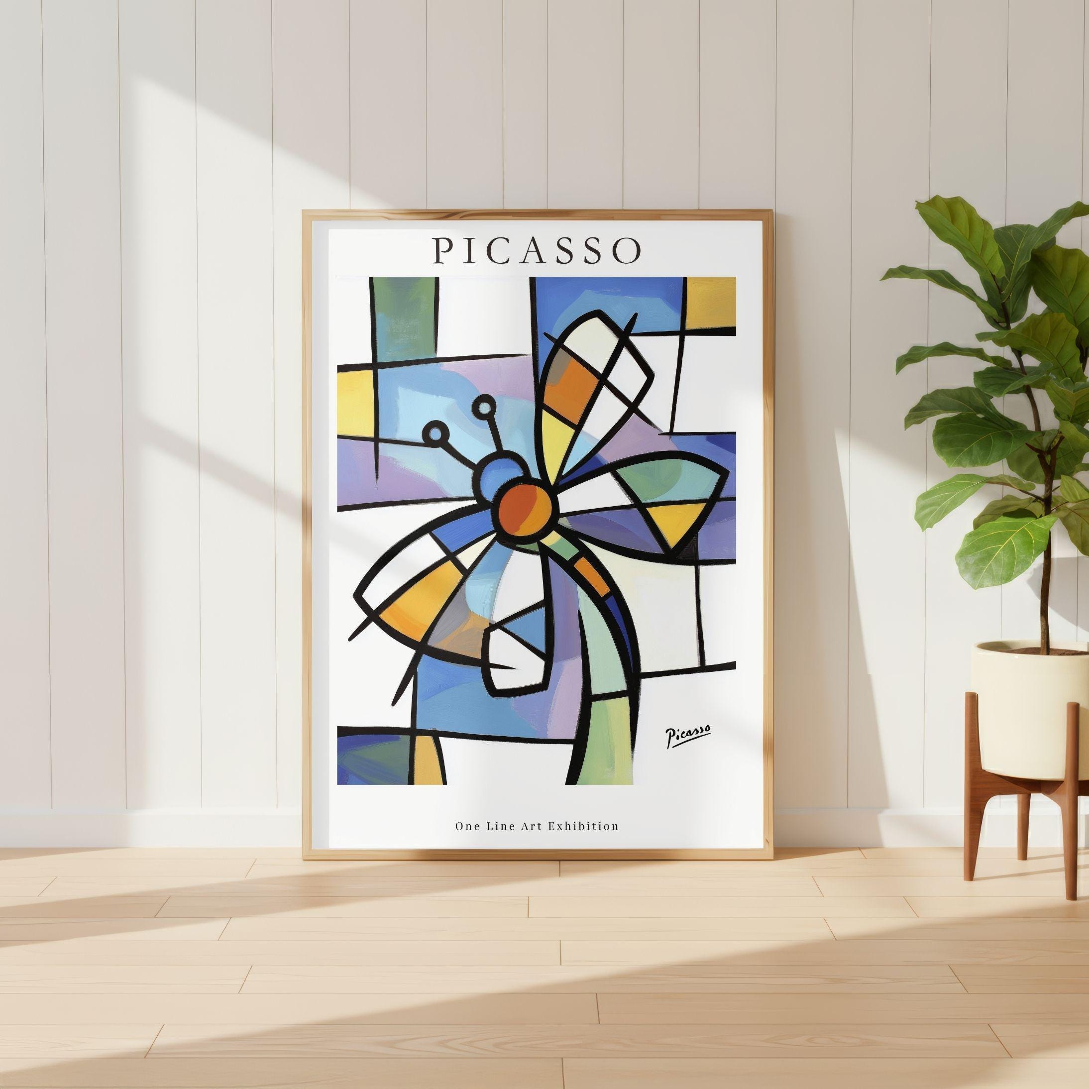 Picasso Exhibition Poster, Abstract Butterfly Cubism Wall Art, Colorful ...