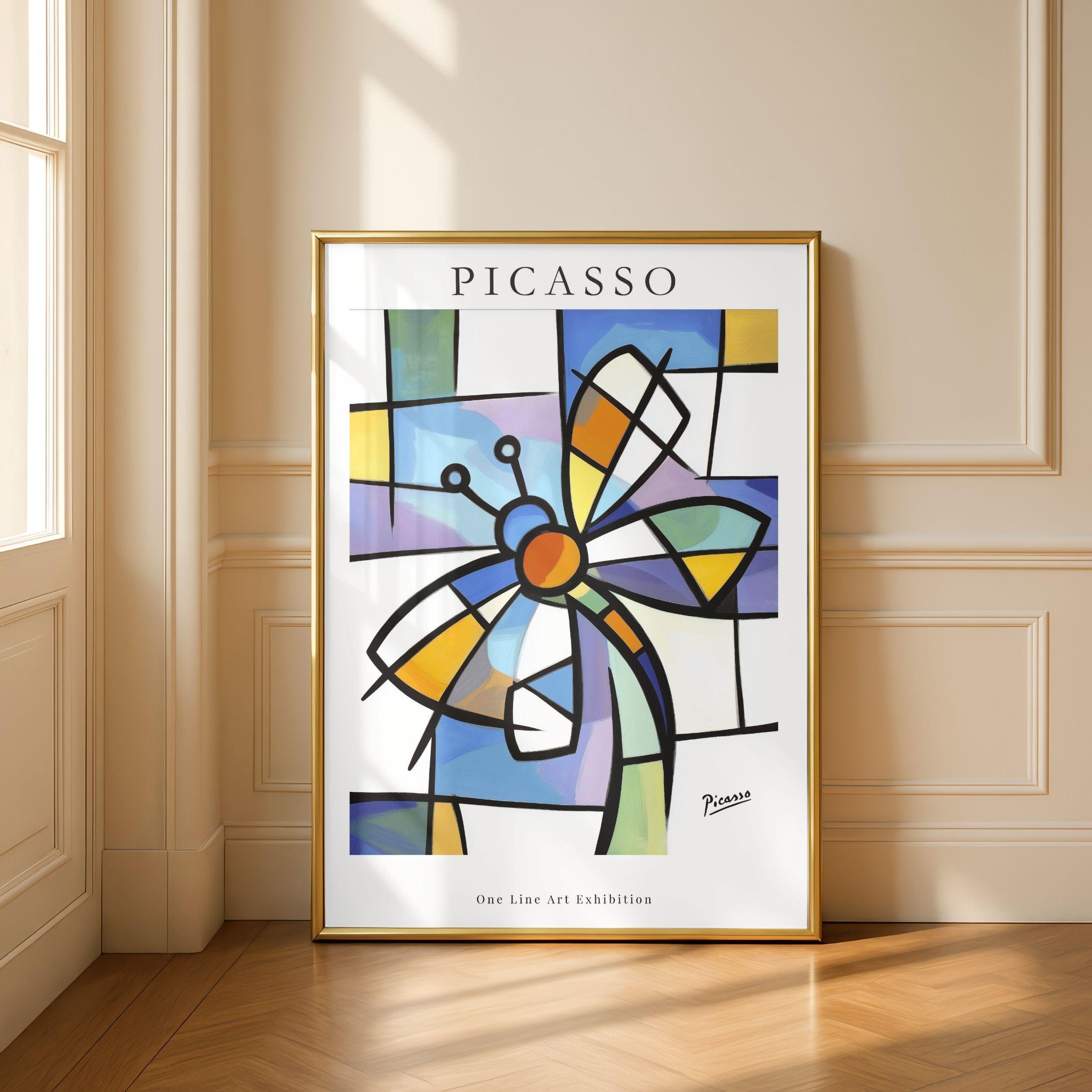 Picasso Exhibition Poster, Abstract Butterfly Cubism Wall Art, Colorful ...