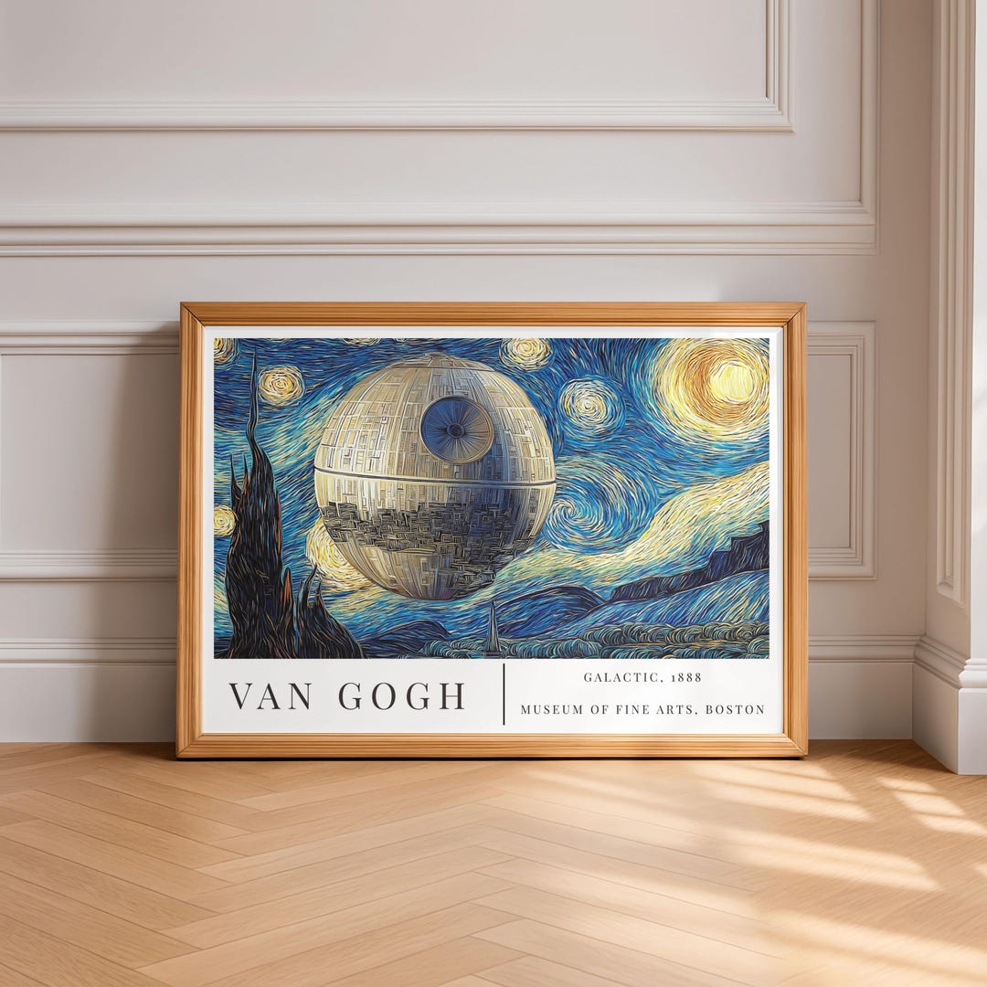 Death Star Starry Night Van Gogh Poster, Sci Fi Movie Mashup Wall Art ...