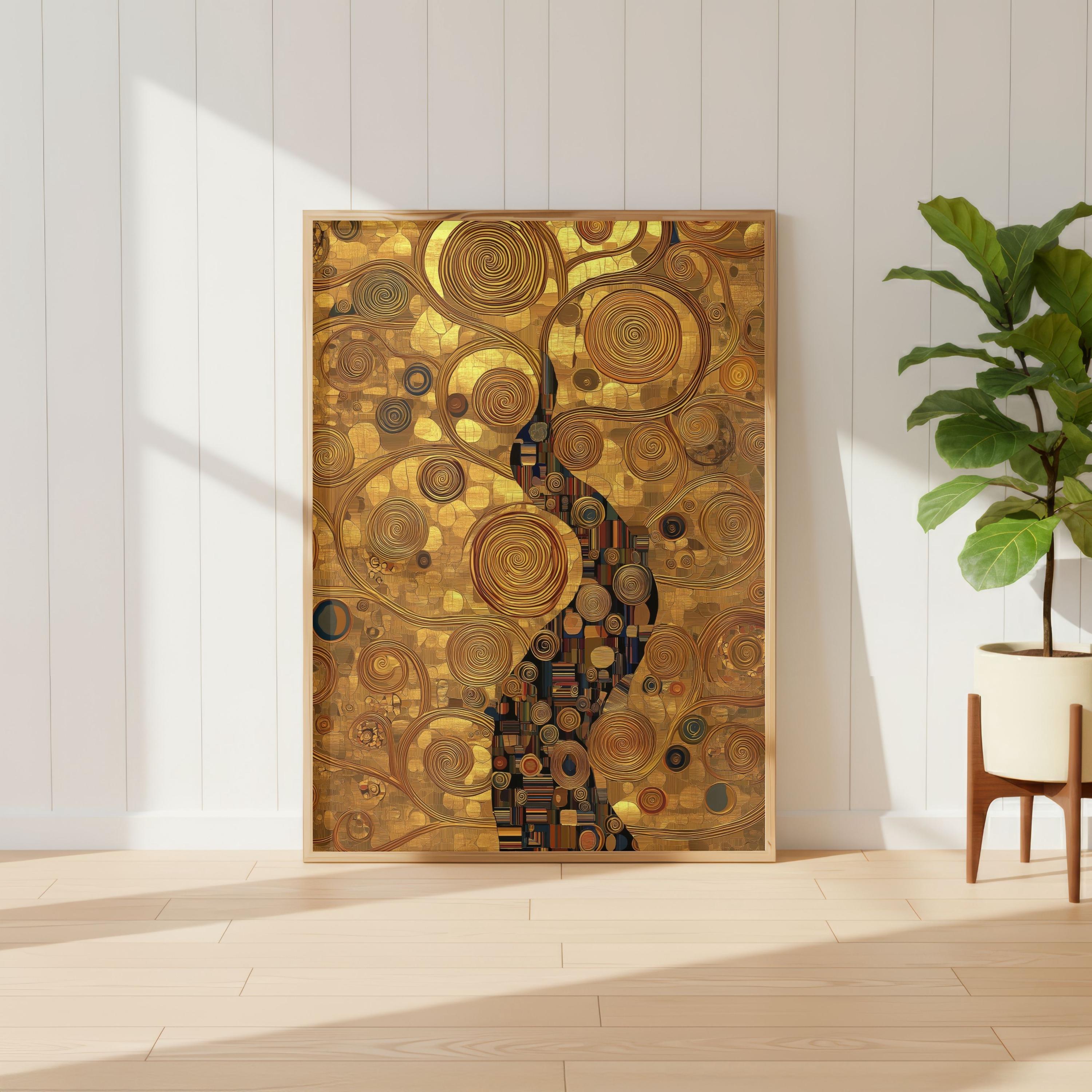 Klimt Inspired Tree of Life Poster, Gold Art Nouveau Wall Art Print ...