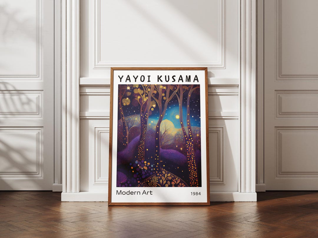 Yayoi Kusama Night Forest Poster, Purple Teal Japanese Art Print ...