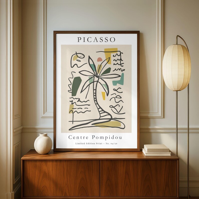 Picasso Exhibition Print: Abstract Palm Tree Line Art, Mid Century Boho ...