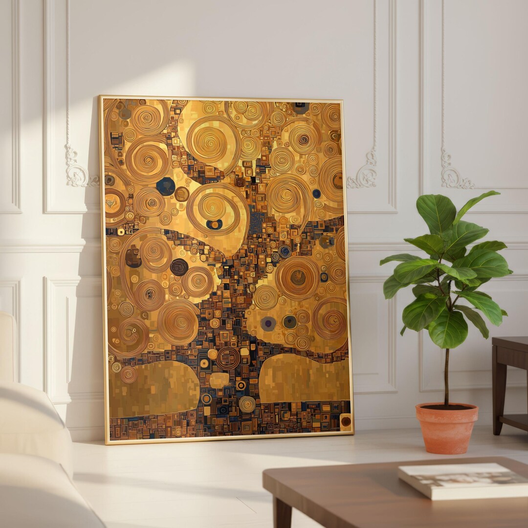 Gustav Klimt Inspired Tree of Life Poster, Golden Abstract Art Print ...