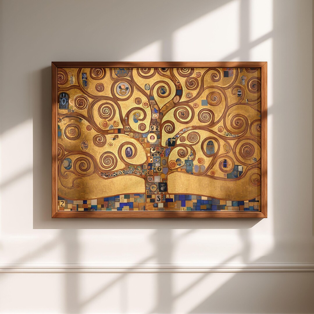 Klimt Inspired Tree of Life Print, Gold Art Nouveau Wall Art ...