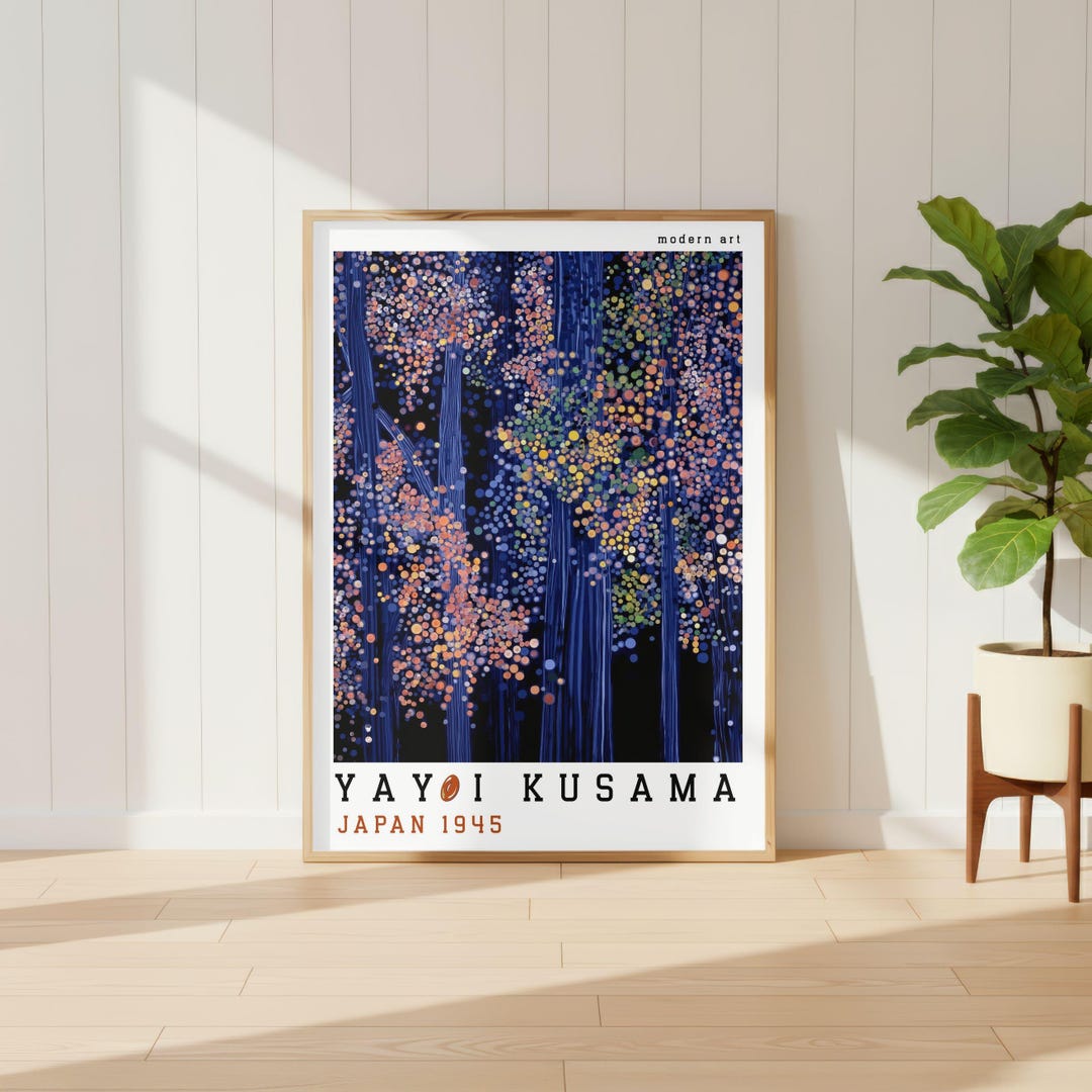 Yayoi Kusama Style Poster, Forest Art Print Abstract Tree Wall Decor ...