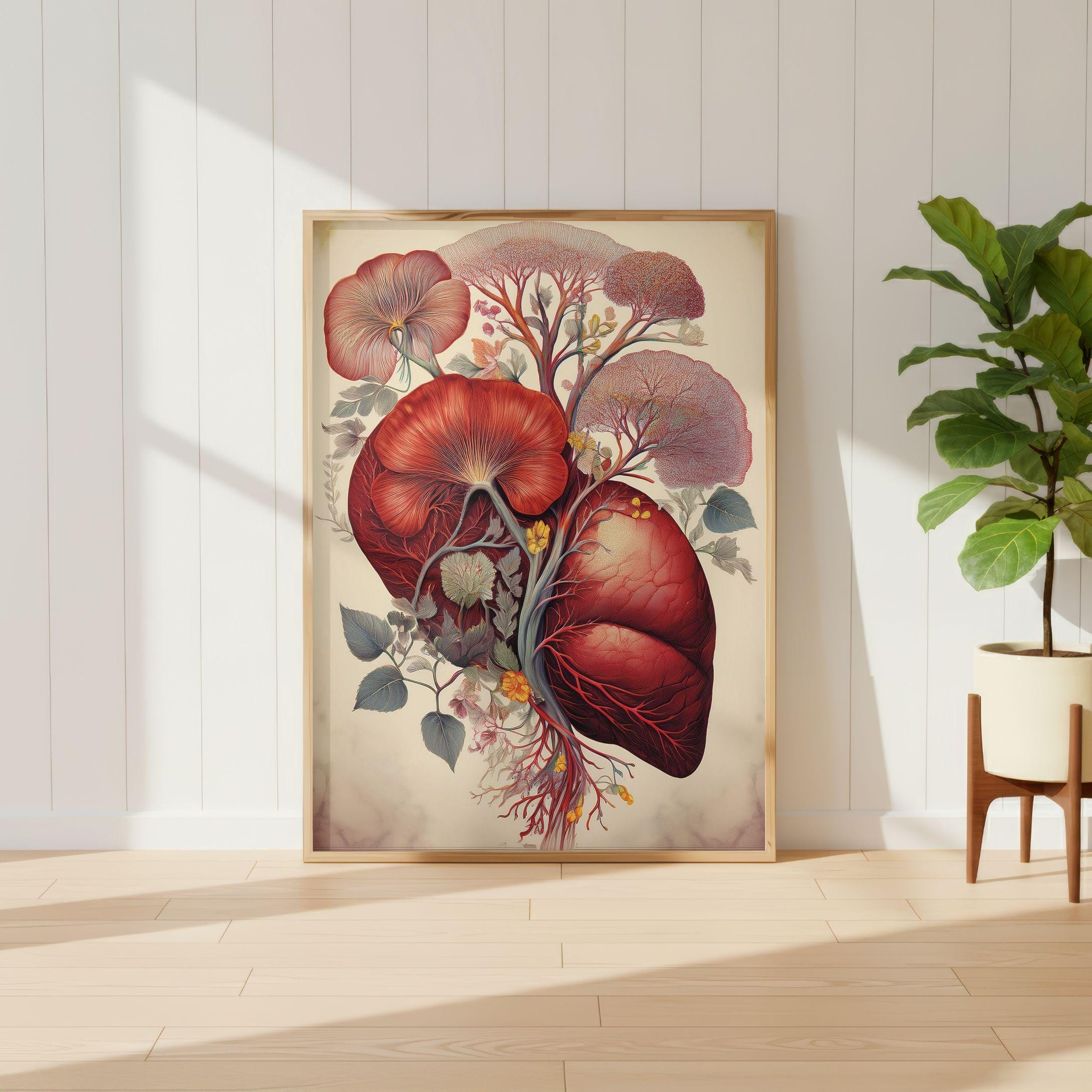 Botanical Heart Anatomy Art Print, Vintage Medical Decor - Etsy