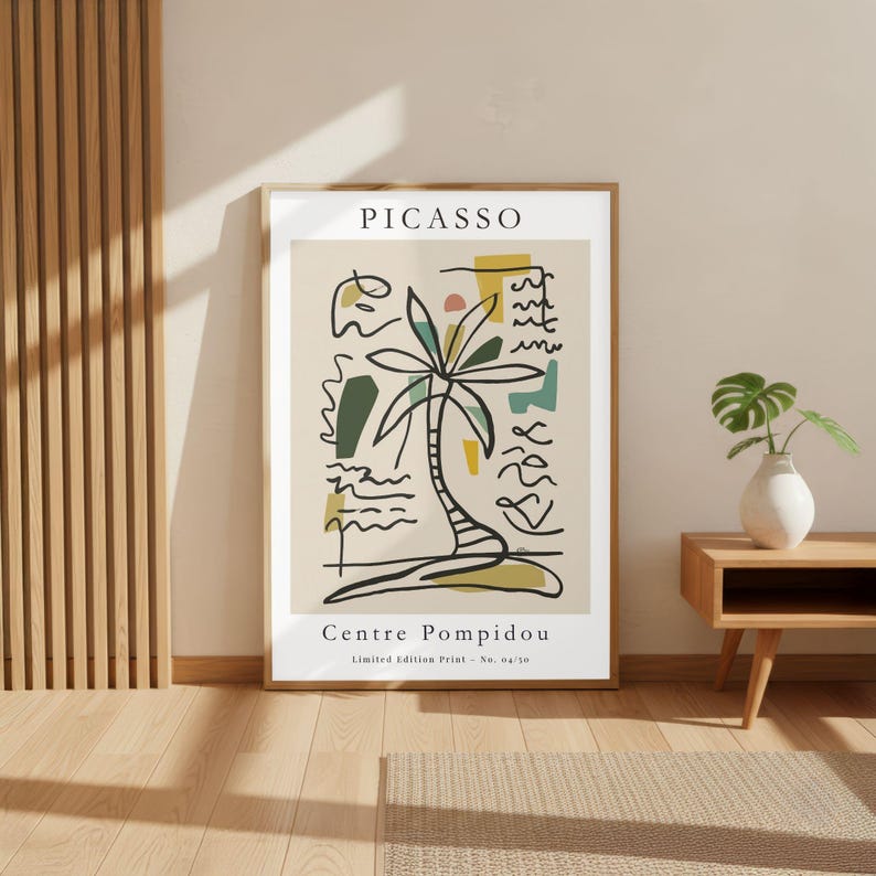 Picasso Exhibition Print: Abstract Palm Tree Line Art, Mid Century Boho ...