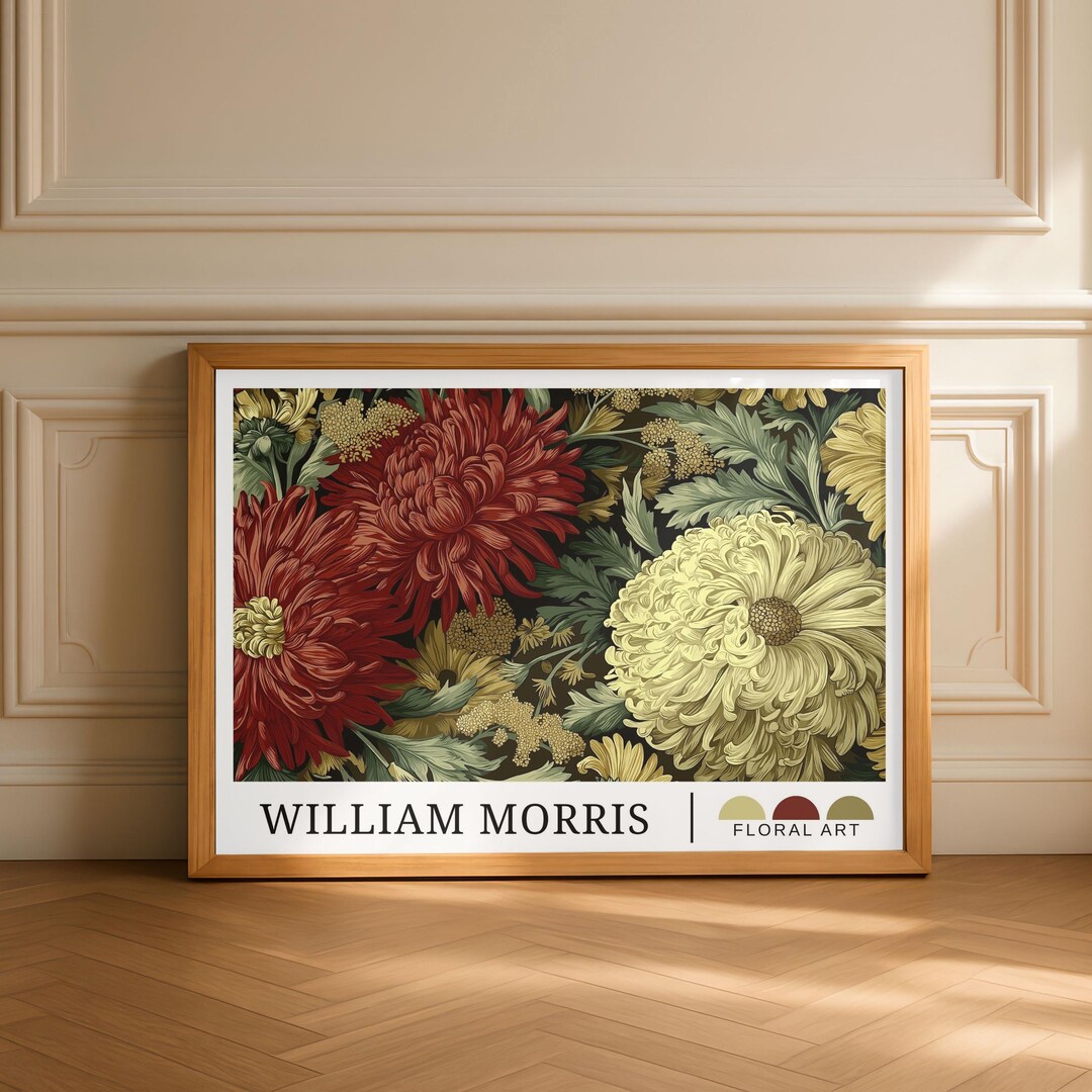 William Morris Floral Poster Print, Vintage Chrysanthemum Wall Art ...