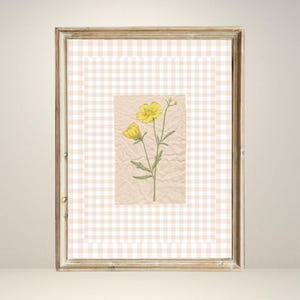 Vintage Yellow Floral Illustration Print Abstract Vintage Painting Vintage Botanical Digital Downloadable Trendy Decor Yellow Wall Art