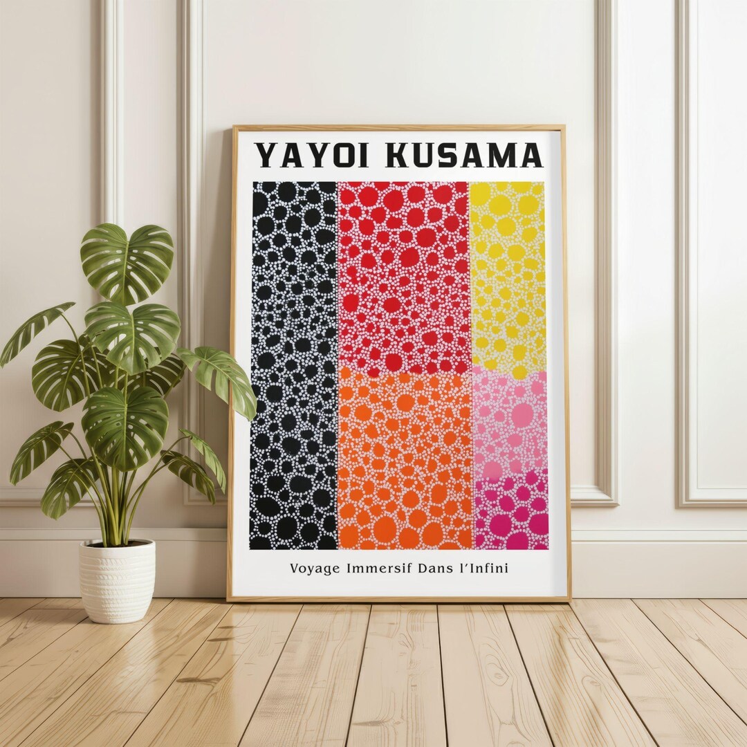 Yayoi Kusama Inspired Polka Dot Poster, Color Block Modern Wall Art ...