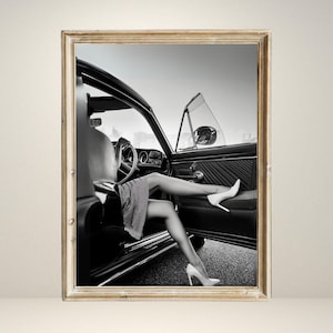 Black and White Portrait of Woman with Cigarette, Retro Printable Wall Art, Bold Vintage Style Photography, Digital Download, Sexy Woman