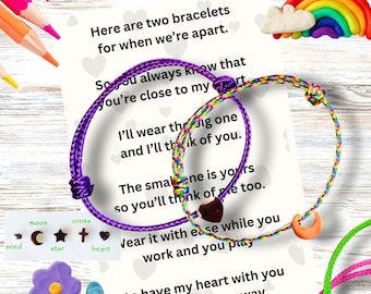Separation Anxiety Bracelet Mom Child Set | Matching Mother Daughter Distance Jewelry | Connection Comfort Gift | Adjustable Paracord