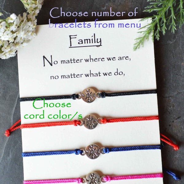 Family matching cord bracelets, Family Bond Bracelets, Mother Son & Daughter Connection Jewelry, String Friendship Bracelet, Choose Title