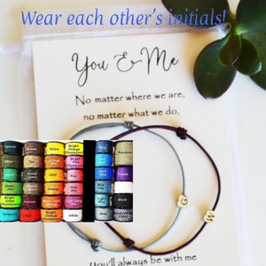 Personalized Couple Bracelets: Initial Heart Charm, Adjustable Paracord