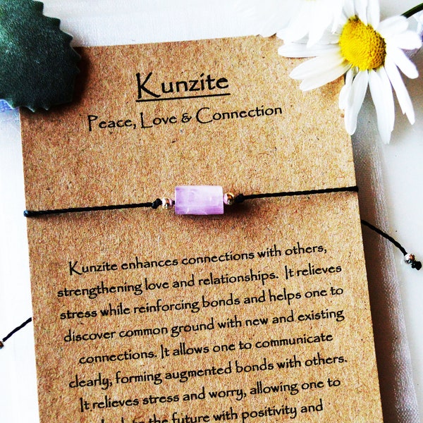 Lavender Kunzite Love String Bracelet - Beaded Crystal Jewelry, Emotional Healing, Compassion, Chakra Bracelet, Handcrafted Gift, Adjustable