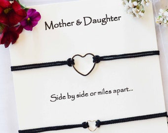 Mother and daughter bracelets, mother daughter birthday bracelets, matching cord bracelets, cord bracelet for women child men Choose Title