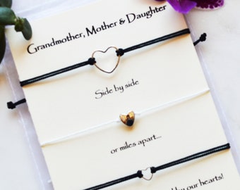 Personalized Generations Bracelet-Customized 3pcs Nameplate Link Charm Bracelet for Mother Wife Teen from Daughter Husband