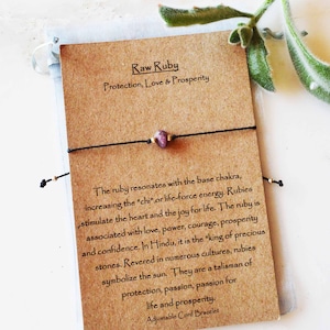 Raw Ruby Bracelet July Birthstone | Mens Womens Ruby Paracord | Cancer Leo Zodiac | Rough Ruby Stone | Natural Birthstone Jewelry USA