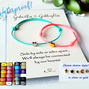 Godmother & Goddaughter Bracelet Set Waterproof | Family Connection Bracelets | Mother Child Paracord | Family Bond String Friendship Gift image 1