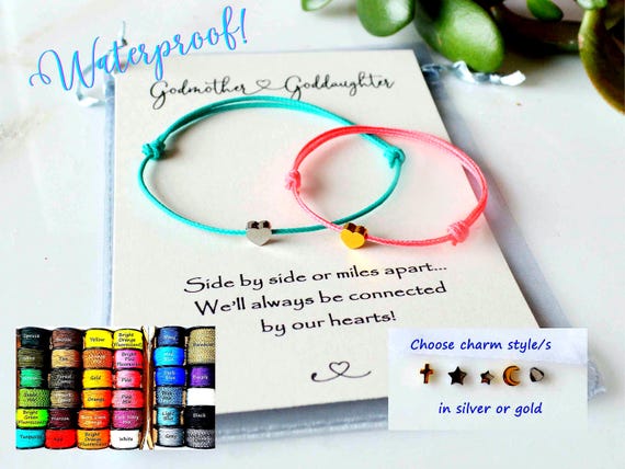 Godmother & Goddaughter Bracelet Set Waterproof | Family Connection Bracelets | Mother Child Paracord | Family Bond String Friendship Gift
