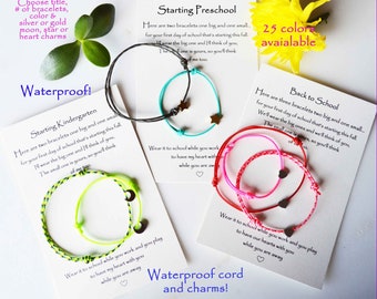 starting preschool bracelet, starting kindergarten bracelet, back to school bracelet, separation anxiety bracelets waterproof 25 colors!