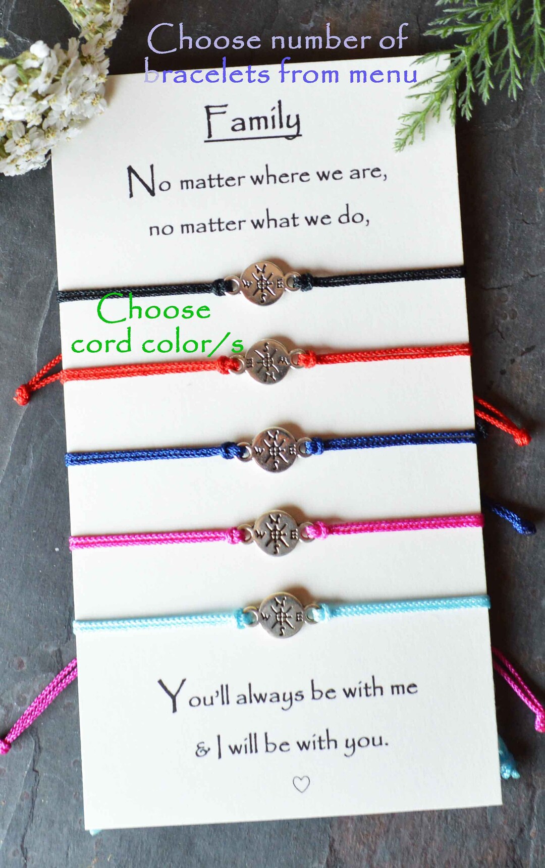 Family Matching Cord Bracelets, Family Bond Bracelets, Mother Son