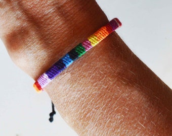 gay pride fabric bracelet, Pride rainbow bracelet, LGBTQ Pride bracelet, Rainbow woven bracelet, Pride Rainbow fabric bracelet, adult size