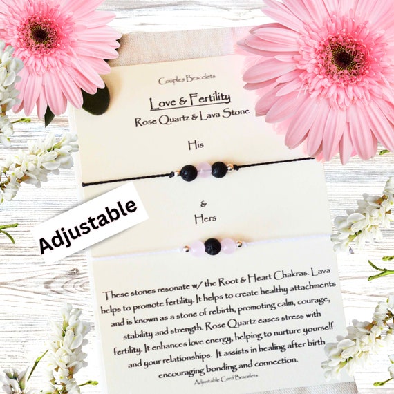 Fertility Rose Quartz Bracelet, TTC Gift for Women, Conception Support Crystal Jewelry, Pregnancy Journey, Baby Blessing Adjustable
