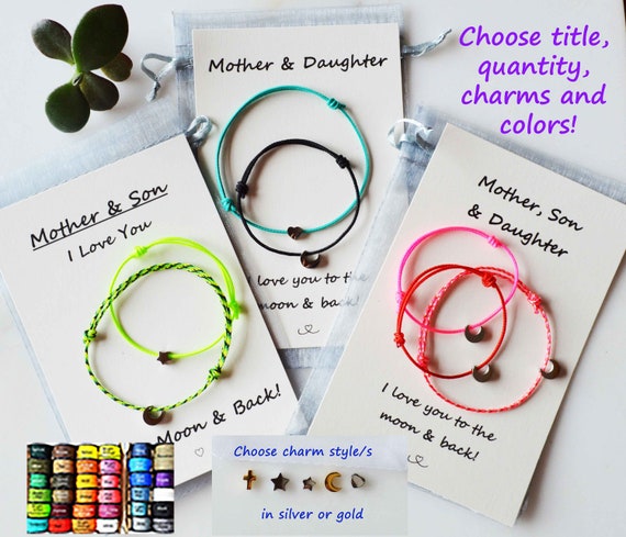Mother Son Daughter Adjustable String Bracelets Parent Child