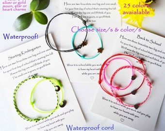 starting school waterproof string bracelet, back to school parent child cord bracelets, starting kindergarten string charm bracelet 35 color