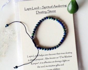 Natural Lapis Lazuli Gemstone Bracelet, Soothing Crystal Gift Bracelet, Emotional Healing Mental Health Confidence Crystal, Strength Jewelry