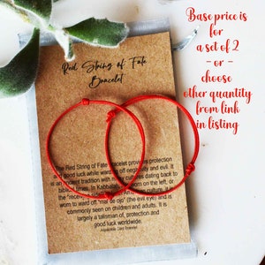 Red String of Fate Bracelet: Adjustable Protection Cord, Set of 2+