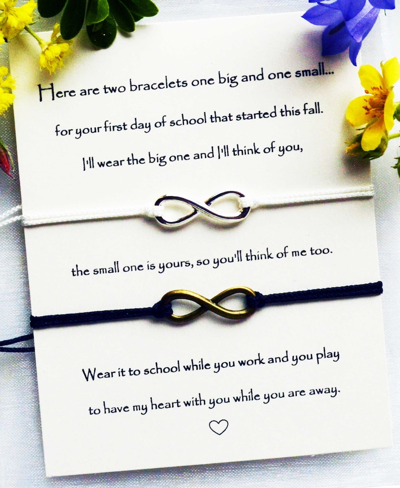 starting school bracelet set, back to school parent and child bracelets, back to school kindergarten, back to school jitters card bracelets image 8