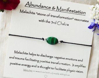 malachite bracelet, abundance bracelet, manifestation stone bracelet, recovery crystal bracelet, genuine malachite, manifestation crystal