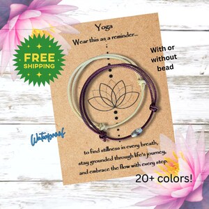 Waterproof Yoga Bracelet, Lotus Mindefulness Gift, Adjustable Meditation Jewelry, Mindfulness Carded Paracord Bracelet, Zen Intention