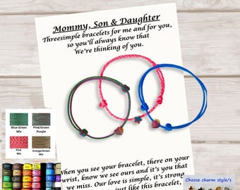 Separation Anxiety Bracelet Set | Mom Child Matching Waterproof Paracord | Mother Daughter Connection | Distance Comfort Gift | Family Gift