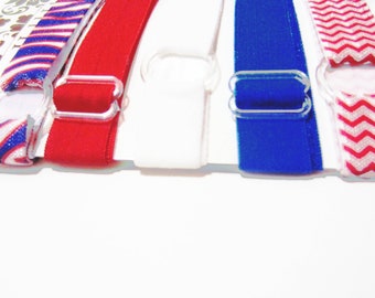 Set of 5 - Red, White & Blue, Patriotic Adjustable Elastic Headband, Hair Band, Girl, Baby, Woman Headband, Sport Headband, Baby Headband