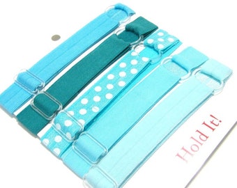 Set of 5 Turquoise Polka Dot Adjustable Elastic Headband, Hair Band, Woman Headband, Sport Headband, Workout Headband, Fits Infant to Adult