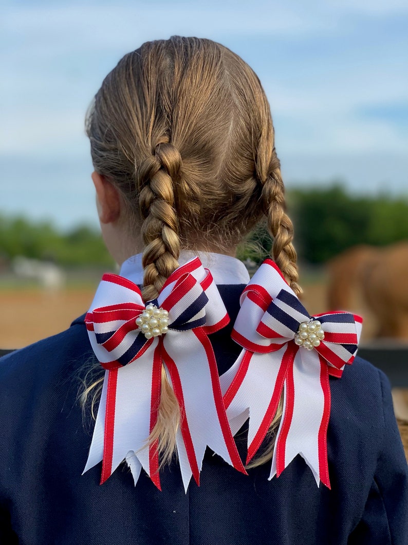 Unicorn Football Equestrian Hair Bows, Horse Show Bows, Girls Hair Bow, Bow Hair Clip, Equestrian Hair Clip, French Barrette image 5