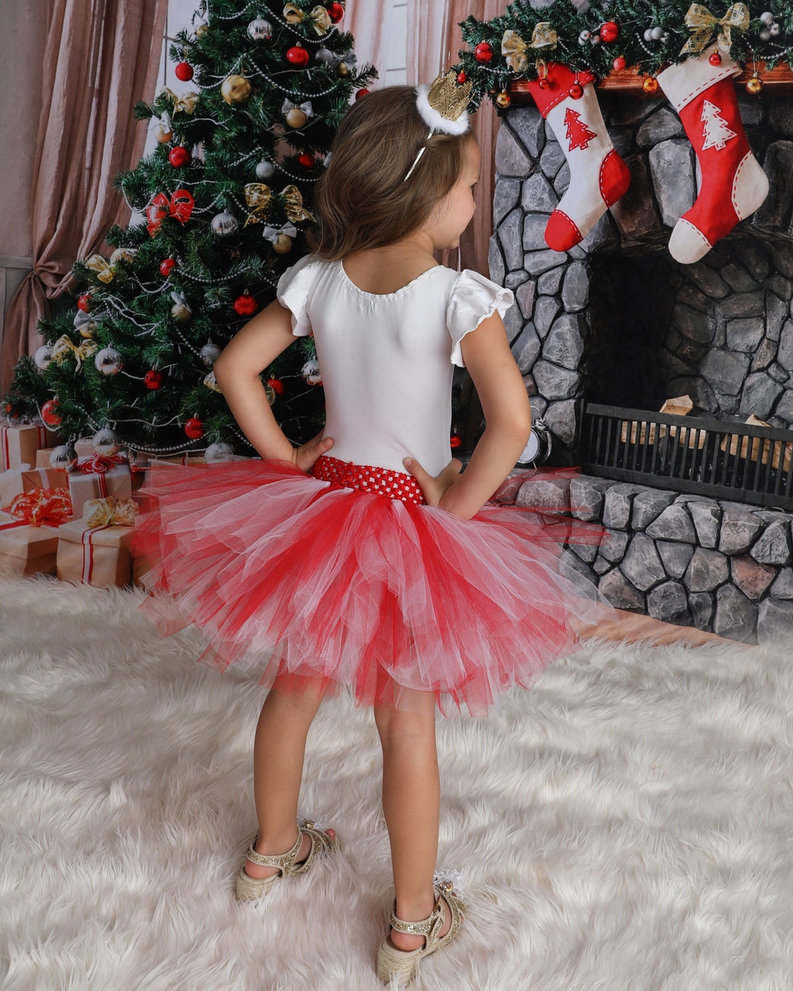red and white striped tutu