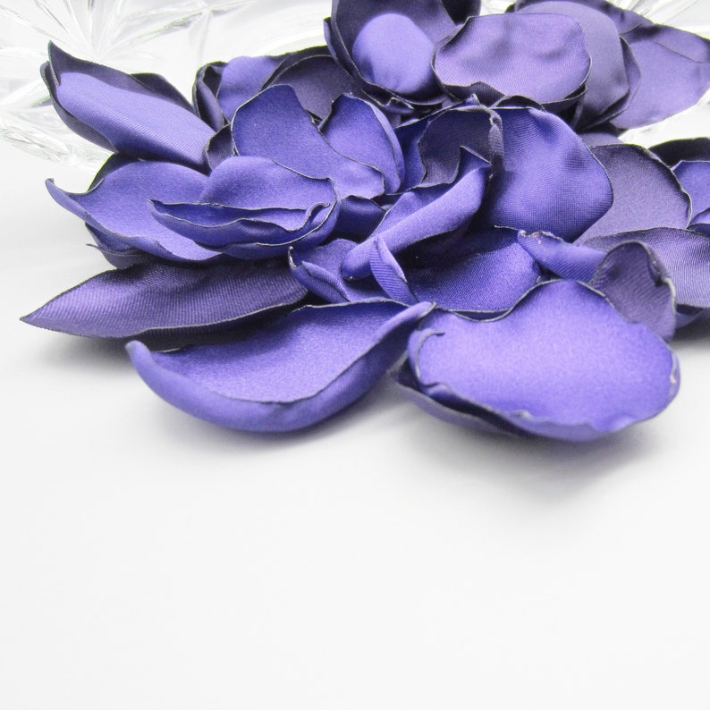 50 Purple Satin Rose Petals, Wedding Decor, Party Decoration, Flower Girl Petals, Reusable Flower Petals image 5