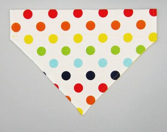 Bright Polka Dot Pet Bandana, Red Heart, 4 Sizes Available, Pet Bib, Dog or Cat Bandana, Over-The-Collar Bandana, Animal Bandana Scarf