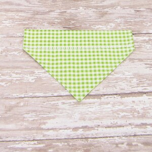 Green & White Gingham Pet Bandana, 4 Sizes Available, Pet Bib, Dog or Cat Bandana, Over-The-Collar Bandana, Bandana Scarf, Pet Bib image 9