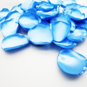 50 Light Blue Satin Rose Petals, Wedding Decor, Party Decoration, Flower Girl Petals, Reusable Flower Petals
