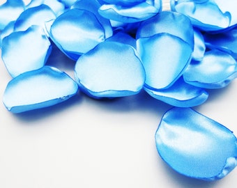 50 Light Blue Satin Rose Petals, Wedding Decor, Party Decoration, Flower Girl Petals, Reusable Flower Petals