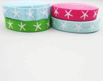 3 Yards 5/8" Starfish Fold Over Elastic-Choose From Hot Pink, Mint Green, Blue, Bright Green, Headband Elastic, Supply