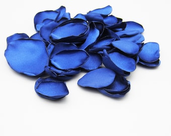 50 Sapphire Blue Satin Rose Petals, Wedding Decor, Party Decoration, Flower Girl Petals, Reusable Flower Petals