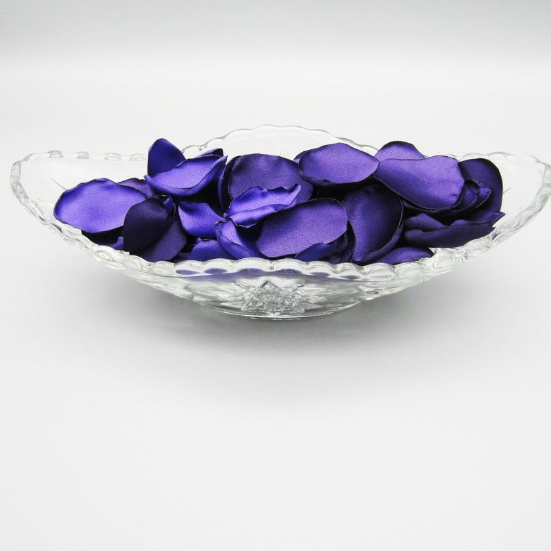 50 Purple Satin Rose Petals, Wedding Decor, Party Decoration, Flower Girl Petals, Reusable Flower Petals image 3